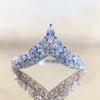 Wedding Rings Delicate V-Shape Women Ring Micro Pave CZ Dazzling Luxury Crystal Engagement Party Fashion Jewelry Style Wynn22
