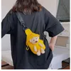 Borsa a tracolla per bambini con orso di peluche a forma di cartone animato Borsa a tracolla per bambini in tela con cerniera per esterni