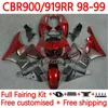 Carrozzeria per honda cbr 900 919 rr cc 98-99 anni bodys 118no.20 cbr 919rr 900rr 900cc 919cc cbr919 cbr900 rr cbr919rr 98 99 cbr900rr 1998 1999 kit per salari rossi grigio rosso