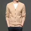 5 couleurs hommes décontracté couleur unie pull cardigan automne mince manteau classique style tricot pull mâle marque vêtements 210804