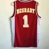 Sjzl98 Tracy McGrady #1 Mountzion High School Retro Throwback Stitched Basketball Jersey Sewn Camisa Embroidery red