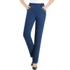 Middleaged Mother Jeans Loose High waist Large size 4XL 5XL Stretch Straight leg pants Pocket Embroidery Casual Denim Trousers 220526