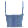 Damestanks Camis Casual Blue Denim Vest met diamanten bezaaide kralen die vormen sling mode slijtage Crop Top Drill Brawomen's