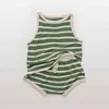 Neugeborene Babykleidung Junge lässig westlichen Stil gestreiften Kurzarm-T-Shirt Anzug Mädchen Baby Sommer Baumwolle Dreieck Shorts Anzug G220521