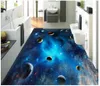 Personnalisé Photo Plancher Fond d'écran 3D Stickers muraux Modern Sky Univers Star Planète 3D Plancher Peinture Murs Papiers Accueil Décoration