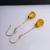 Dangle Lustre Shilovem 18k Or Rose Citrine Boucles D'oreilles Fine Jewelry Femmes Fête Classique Plante Cadeau De Noël 8 11mm Myme0811655jDa