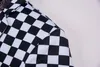 男性スーツブラックホワイト格子縞のプリント2ピースウェディンググルームファッションチェッカージャケットステージシンガーホストダンサースリムフィットコスチュームパート265K