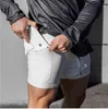 22 double layer shorts men's compression solid color fitness training basketball men's pants 5 points