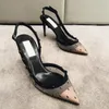 Nuove scarpe eleganti con fibbia in pizzo a onde sexy con rete vuota sul lato appuntito sexy