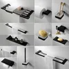 Black Bathroom Accessories Bath Hardware Set paper holder Towel Rack Bar soap holder Shelf Rack Hook toilet brush juego de bano T200425