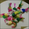 Söt mini mjuk fleece falsk mus kattleksaker färgfjäder rolig kattunge interaktiv spelning träning leksak droppleverans 2021 levererar husdjur hem