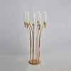 Candelabro alto a 8 teste in oro lucido Portacandele Decorazione di nozze Centrotavola per tavolo di fidanzamento Supporto per fiori Home Hotel Display per feste Candelabro Stand