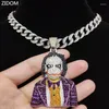 Pendant Necklaces Men Women Hip Hop Iced Out Bling Clown Necklace With 11mm Miami Cuban Chain HipHop Fashion Charm JewelryPendant Godl22