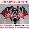 Body Kit For HONDA CBR 893RR 900RR CBR893 CBR 900 893 RR CC 89-97 Bodywork 119No.1 893CC CBR893RR 89 90 91 92 93 CBR900RR 1989 1990 1991 1992 1993 Fairing repsol orange