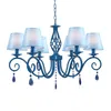 Подвесные лампы Home Garden Blue Crystal люстра ткань тень для детской гардеробной освещение столовая люстры Lamparaspend