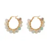 Hoop Huggie Kissitty 4 -stijl Stone kralen grote oorbellen voor vrouwen gouden ronde draad wrap sieraden bevindingen gifthoop