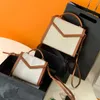 Kvinnor Cassandra Totes Messenger-väskor linne säckväv Äkta kohud Crossbody-väskor Designerhandväskor Lyxiga plånböcker Clutch Plånböcker topphandtag mini canvasväska