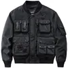 Jackets masculinos Hip Hop Bomber Jacket Men Multifuncional bolso à prova de vento Tactical Cargo Moda de moda de streetwear