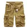 Summer Cotton Cargo Shorts Men mode Multi Pocket Solid Color Causal Shorts Mens Loose Outdoor Mid Cargo Shorts No Belt 220613