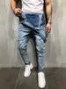 Qnpqyx yeni moda erkek yırtılmış kot tulumlar tulumlar sokak giysileri sıkıntılı delik denim bib tulum erkekler için askı hip hop pantolon boyutu m-3xl