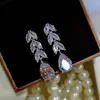 2022 Dangle Earring New Women Fashion Jewelry 925 Sterling Silver Princess Cut Sweet Cute White Topaz CZ Diamond Ins Popular Wedding Gift E009