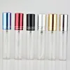 20pcs/lot 5ML 10ML 15ML Transparent Thin Glass Spray Bottle Sample Glass Vials Portable Mini Perfume Atomizer Gold Sil 220726
