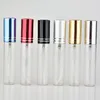 20pcs/lote 5ml 10ml 15ml Transparente Finor de vidro fino frasco de vidro frascos de vidro portátil Mini Perfume Atomizador Gold SIL 220726