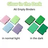 Glow in The Dark A6 Notepbook Binders Блокноты Macron 6 Ring Hole Планировщик флуоресцентный кожаный крышка PU Свободный листовой спиральный держатель магнитный пряжка F0527