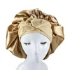 Beanie Skull Caps Fshion Women Satin Night Sleep Cap Hair Bonnet Hat Silk Head Cover Wide Elastic Band Large Brimmed Shower Nightc242O