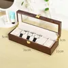 Titta på lådor fall Brown Men Box Organizer 12 Slots Luxury Glossy Case Wood Storage Watches Display Packaging Pillow Gift Ideaswatch