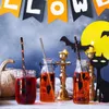 Ny engångsbiologisk nedbrytbar pappersstrå Bar Restaurang Halloween Party Decoration Ghost Jack-O-Lantern 25 Into Bag Pumpkin Party Event Supplies