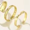 Damen Gold Metall Ringe Set für Frauen Mädchen Band 3 TEILE/LOS Verlobung Goldene Legierung Böhmische Geometrie Knuckle Ring Schmuck