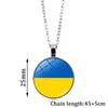 Ukraine Flag Trident Symbols Necklace Handmade Tryzub Ukraine Round Glass Pendant Fashion Jewelry Patriot Gift Party Favor CPA4339 0323