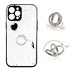 Étuis porte-bagues en métal pour iphone 13 pro max 12 11 X XR XS MAX 7 PLUS Bling Glitter Coeur Amour Océan Dur PC Acrylique TPU Papillon Fleur Couverture arrière