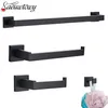 Fashion Bath Bathroom Towel Rack Toilet Paper Holder Bathroom Hook Bathroom Accessories Paper Holder Toothbrush Four piece T200425