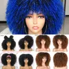 Peruca curta e curiosa afro com franja para mulheres negras cosplay lolita cabelo natural ombre misto marrom sintético Africano Wigs 220622