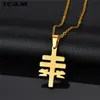 Pendant Necklaces ICAMGold Catholic Caravaca Crucifix Orthodox Russia Cross Necklace With Cherub Angel Christian For MenPendant