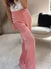 Kvinnors tvåbitar byxor Kvinnor Officwear Pink Slit Satin Saches knäppt full ärm Blazer Coat Straight Zipper Casual Setwomens Womenwsw