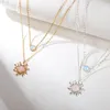 Chains Boho Pink Opal Sun Necklaces For Women Dainty And Moon Pendant Two-layer Chain Jewelry Fashion Celestial Collier Femme BFFChains Chai