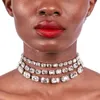 Chokers Exaggerated Rhinestone Multi-layered Tassel Choker Necklace For Women Crystal Long Big Wedding Collar JewelryChokers Sidn22