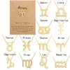 18K Gold Plated Zodiac Necklace Stainless Steel Astrology Jewelry for Women Girls 12 Constellation Pendant with Message Card Birthday Gift