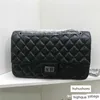 Designer CF Black Mandted Leather Redition 2,55 Grand sac à volet double 1112 Size 25cm