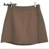 hayoo Korean women's simple trouser skirt with side slit design ~ A-line skirt with thin waist and high waist 220505