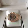 Z papierami pudełkowymi U1F Mens Watch 40,5 mm Nautilus 5711 Brown Dial 18K Rose Gold Top Watches Transparent 324SC Mechanical Automatyczne zegarki męskie