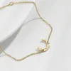 Cadena de eslabones 2022, pulseras simples de acero inoxidable para mujer, pulsera con abalorio de luna para mujer, joyería de moda de marca de Color dorado