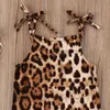 Estate infantile del bambino delle ragazze dei capretti senza maniche bowknot spallacci leopardo bretelle pagliaccetto tuta set estate taglia 0-24 m G220521