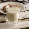 Bicchieri creativi per la casa Tazza per crema di vetro a doppio strato di mucca 250 ml Brocca per latte bella Succo Tè Tazze da caffè Bicchieri trasparenti Tazza Montalatte Brocca ZC1215