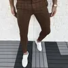 Calça xadrez masculina calça casual skinny stretch masculina chino slim fit calça casual
