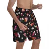 Mäns shorts färgglada blommavtrycksbräda Pretty Floral Beach Elastic midja roliga tull badstammar plus storlek 2xlmen's naom22