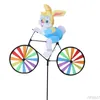 Rabbit Bee Tiger on Bike DIY Windmill Animal Bicycle Wind Spinner Whirligig Garden Lawn Decorative Gadgets Kids Outdoor Toys 220721